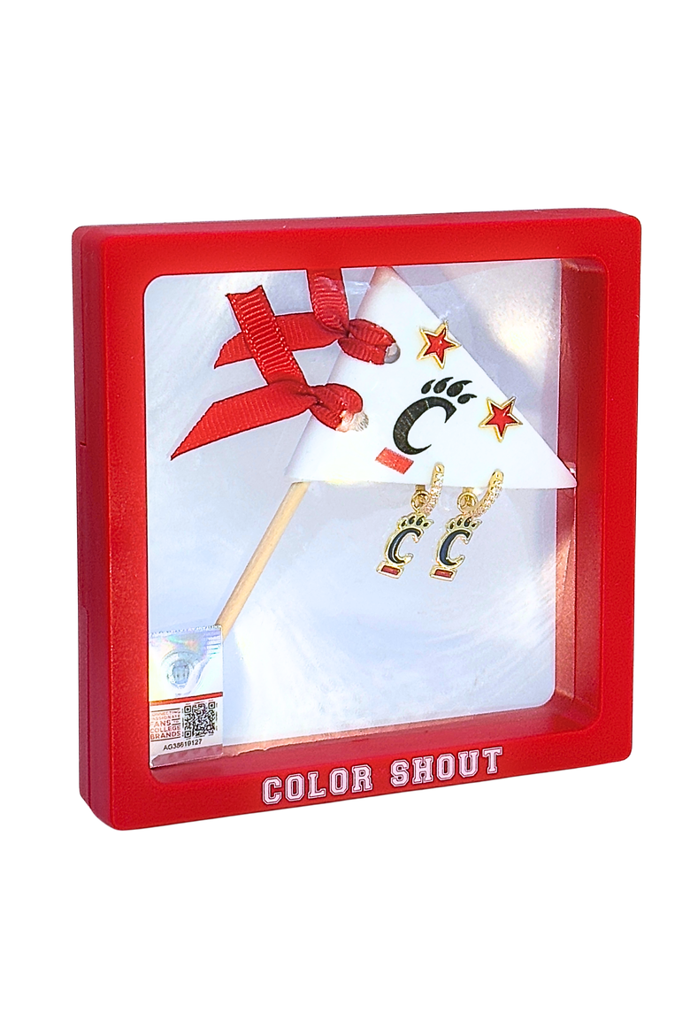 University Of Cincinnati Pennant Pair Earring Set, Alternate, color, Yellow Gold