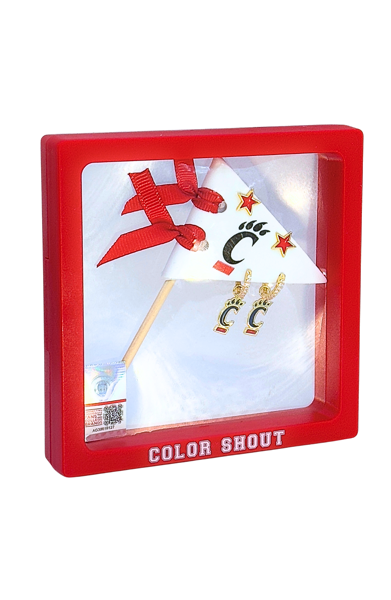 Color Shout University Of Cincinnati Pennant Pair Earring Set, Alternate, color, Yellow Gold