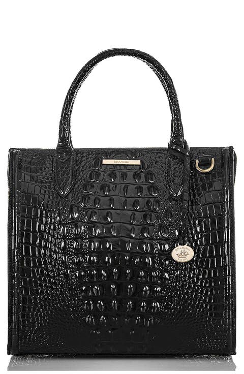 Caroline Croc Embossed Leather Satchel