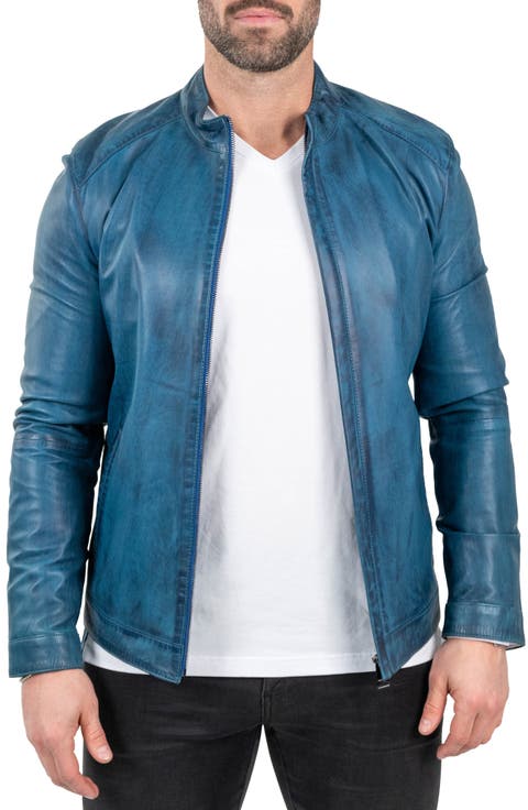 Men's Blue Leather & Faux Leather Jackets | Nordstrom