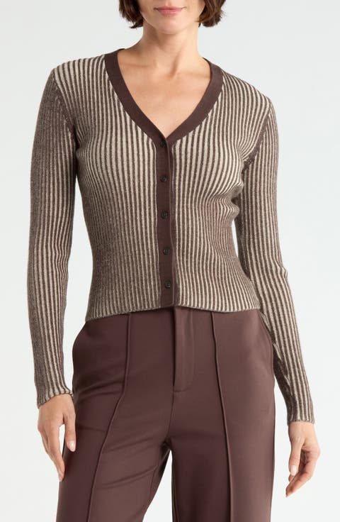 Ribbed V Neck Cardigan
