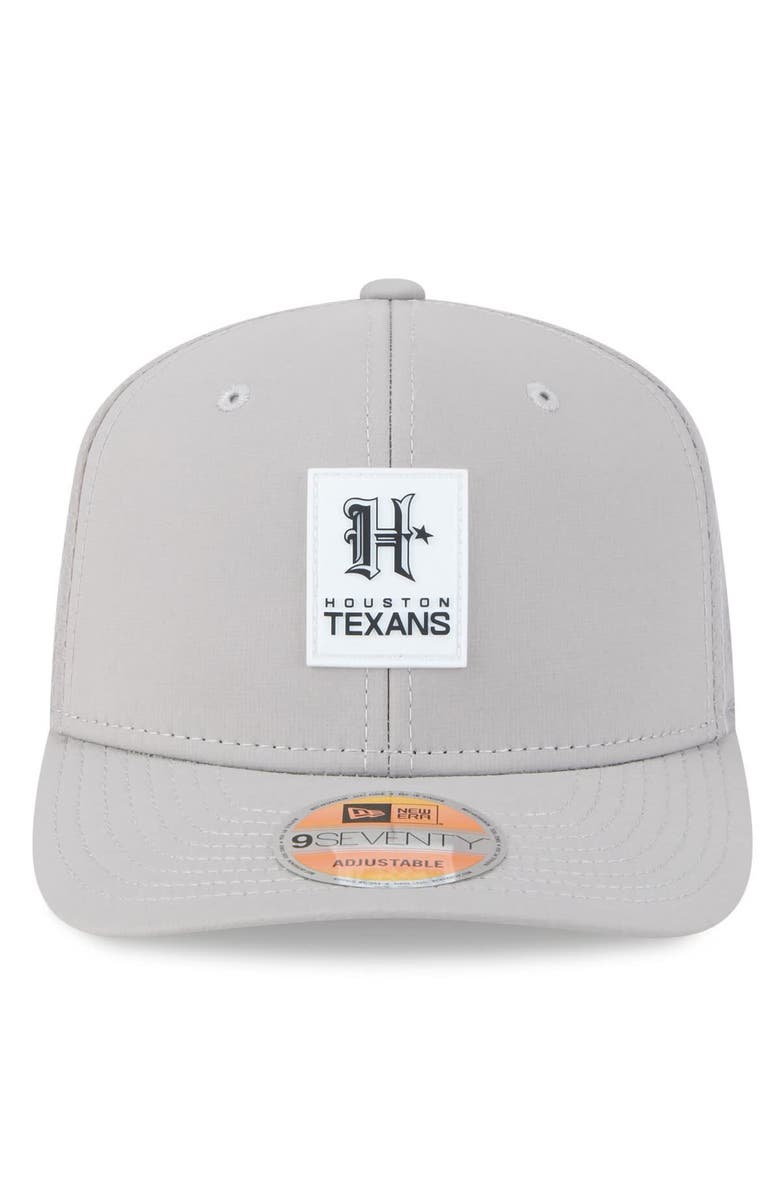 New Era Men's New Era Gray Houston Texans 2025 Sideline H-Town 9SEVENTY Adjustable Trucker Hat, Alternate, color,