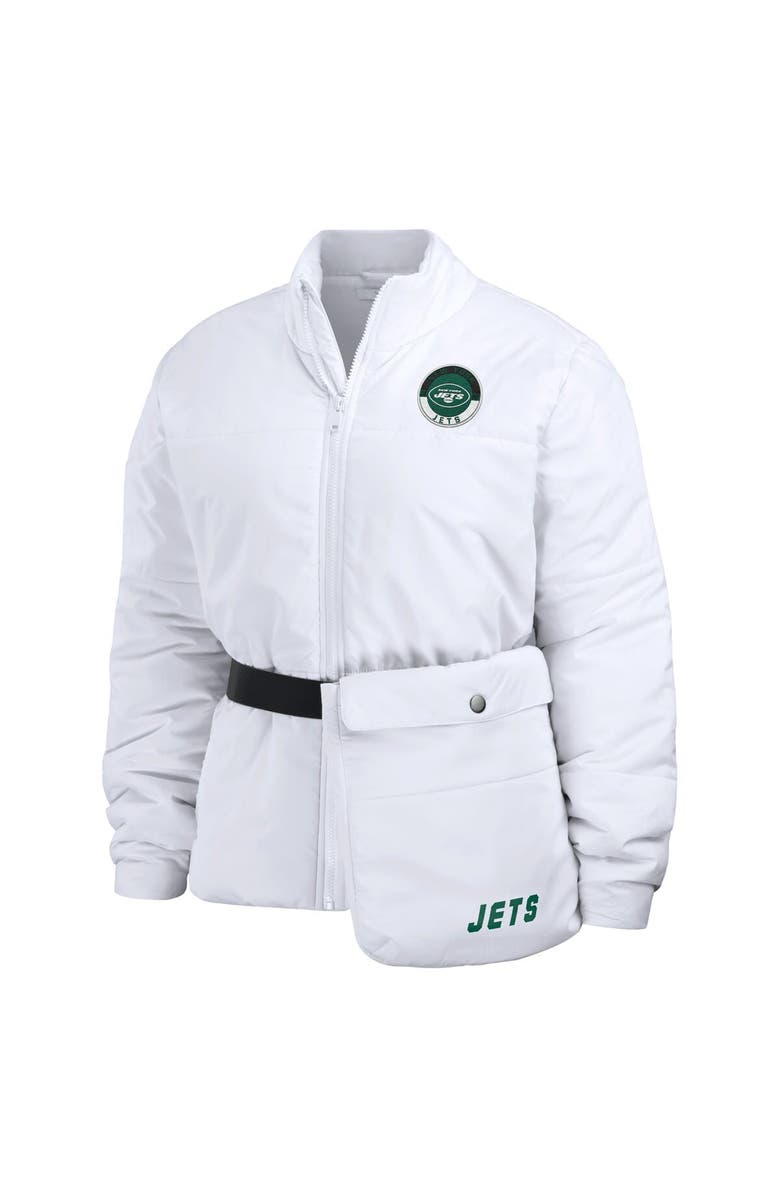 WEAR by Erin Andrews Women's WEAR by Erin Andrews  White New York Jets Packaway Full-Zip Puffer Jacket, Alternate, color, White