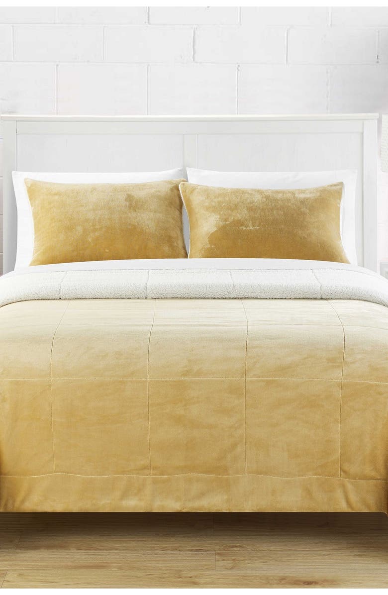 CHIC Twin XL Evelyn Faux Shearling Blanket Set - Camel, Alternate, color, 