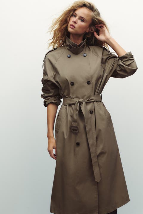 Double-Breasted Twill Trench Coat