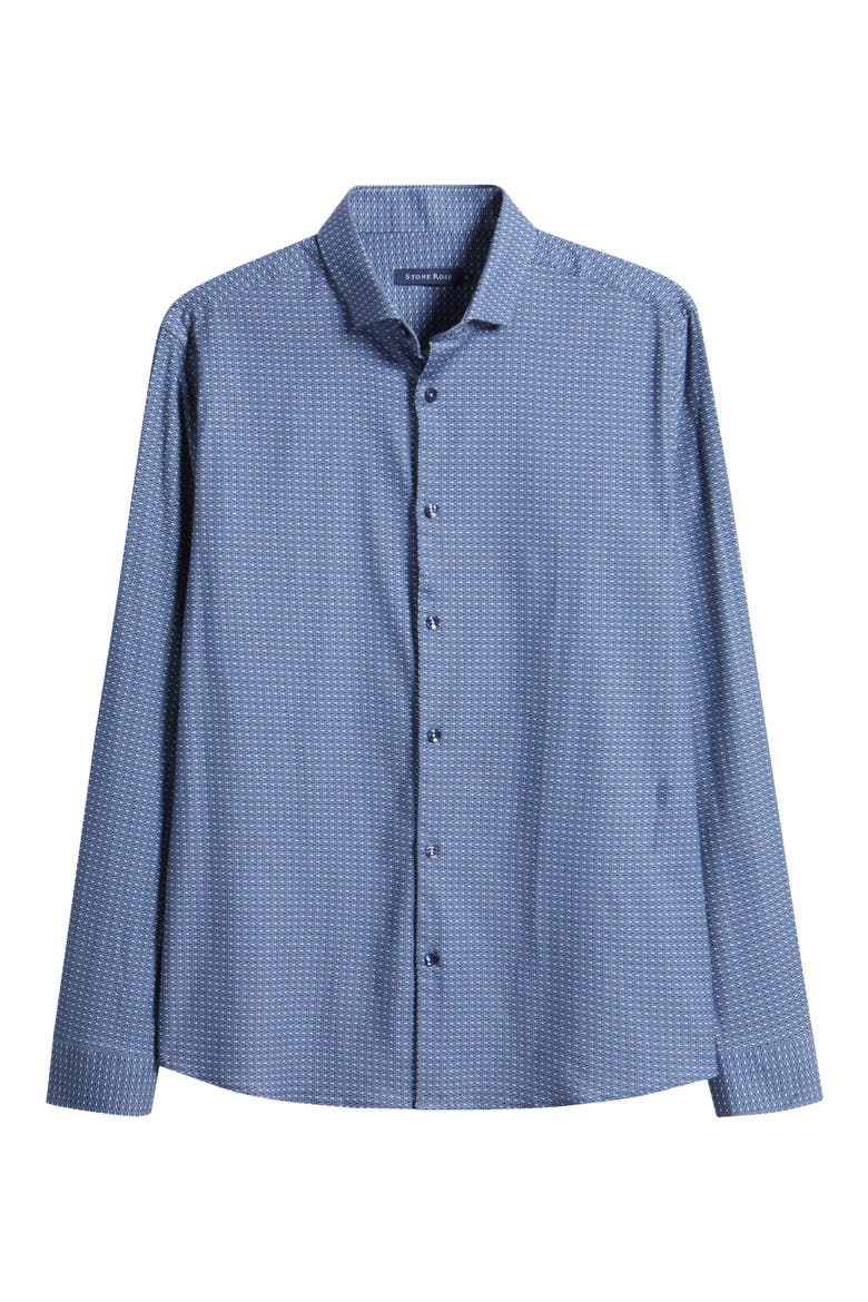 Rectangular Geo Print Button-Up Shirt, Alternate, color, DUSK BLUE