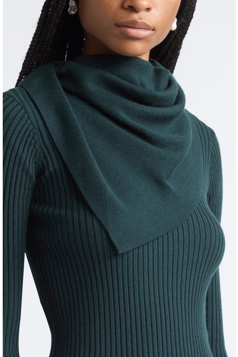 Valiant Merino Wool Scarf Sweater, Alternate, color, BOTTLE GREEN