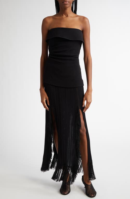 Proenza Schouler Alaina Fringe Knit Slits Maxi Skirt In Black