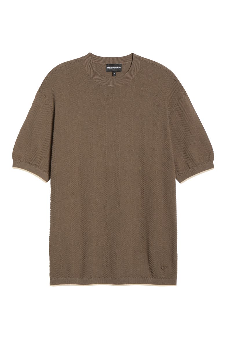 Tipped Chevron Knit T-Shirt, Alternate, color, SOLID DARK BROWN
