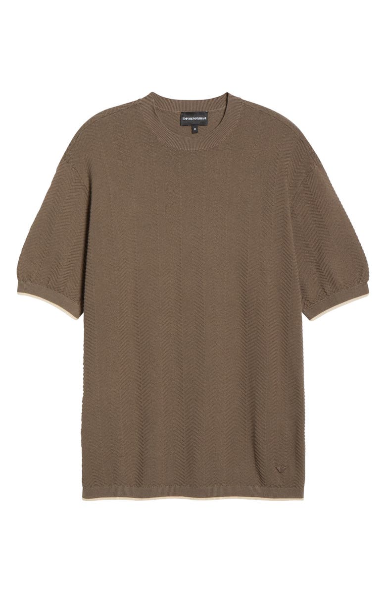 Emporio Armani Tipped Chevron Knit T-Shirt, Main, color, Solid Dark Brown