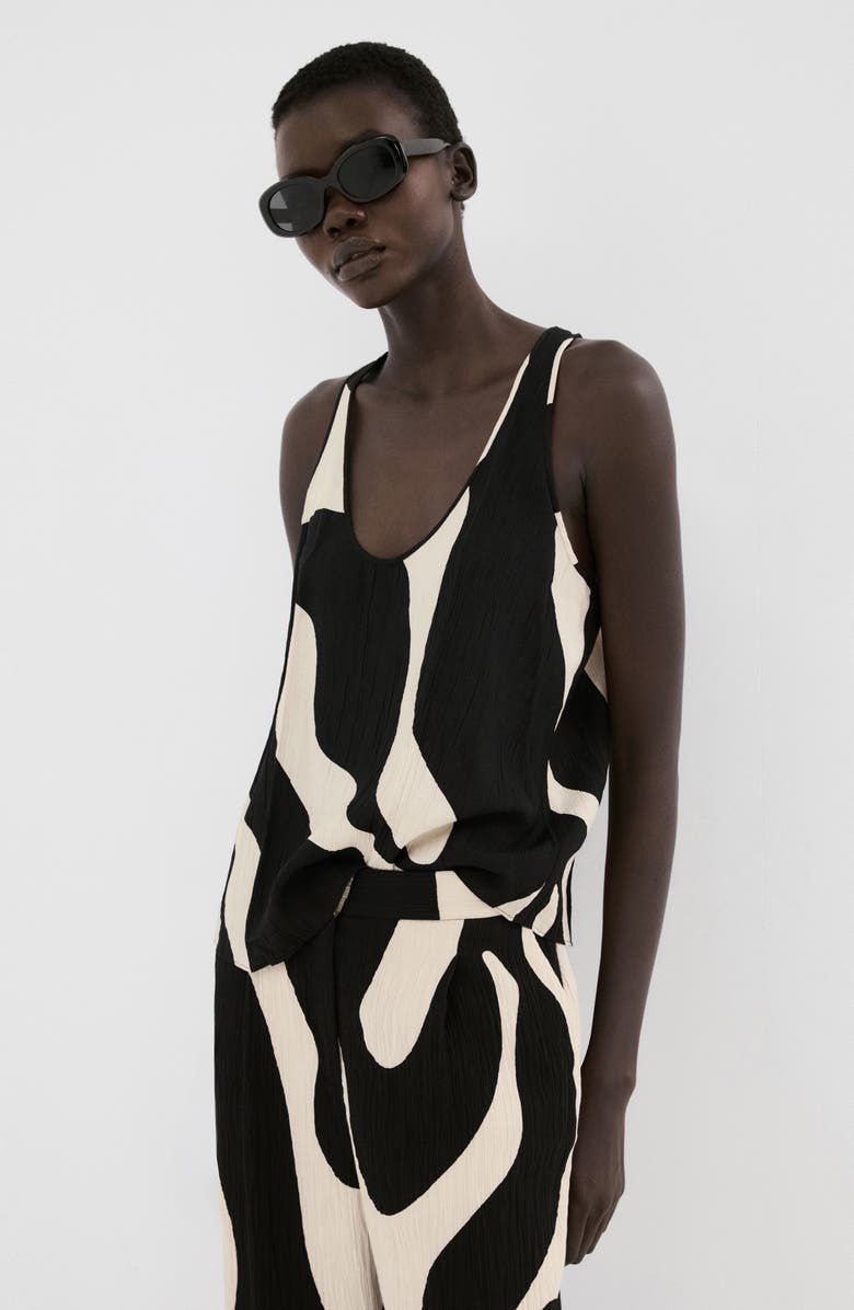 MANGO Print Straight Leg Pants, Alternate, color, Black