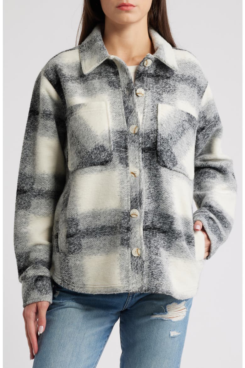 Plaid Fleece Shacket, Alternate, color, CREAM BLK CO PL2275