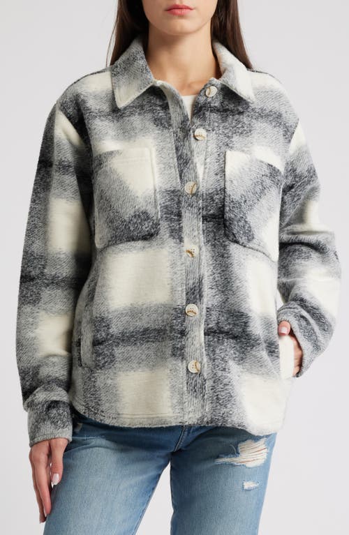 Thread & Supply Plaid Fleece Shacket In Cream Blk Co Pl2275