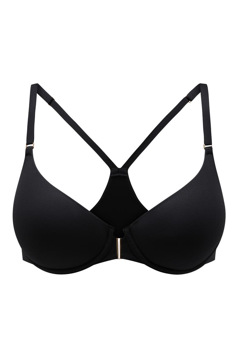 ComfortStretch Underwire Front Close Racerback Bra, Alternate, color, BLACK