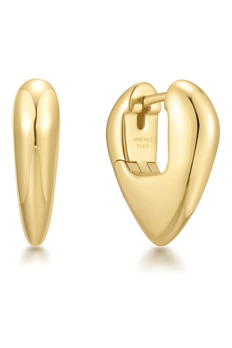 Puffy Shield Huggie Hoop Earrings, Main, color, SHINY GOLD