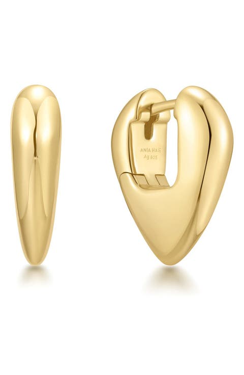 Puffy Shield Huggie Hoop Earrings