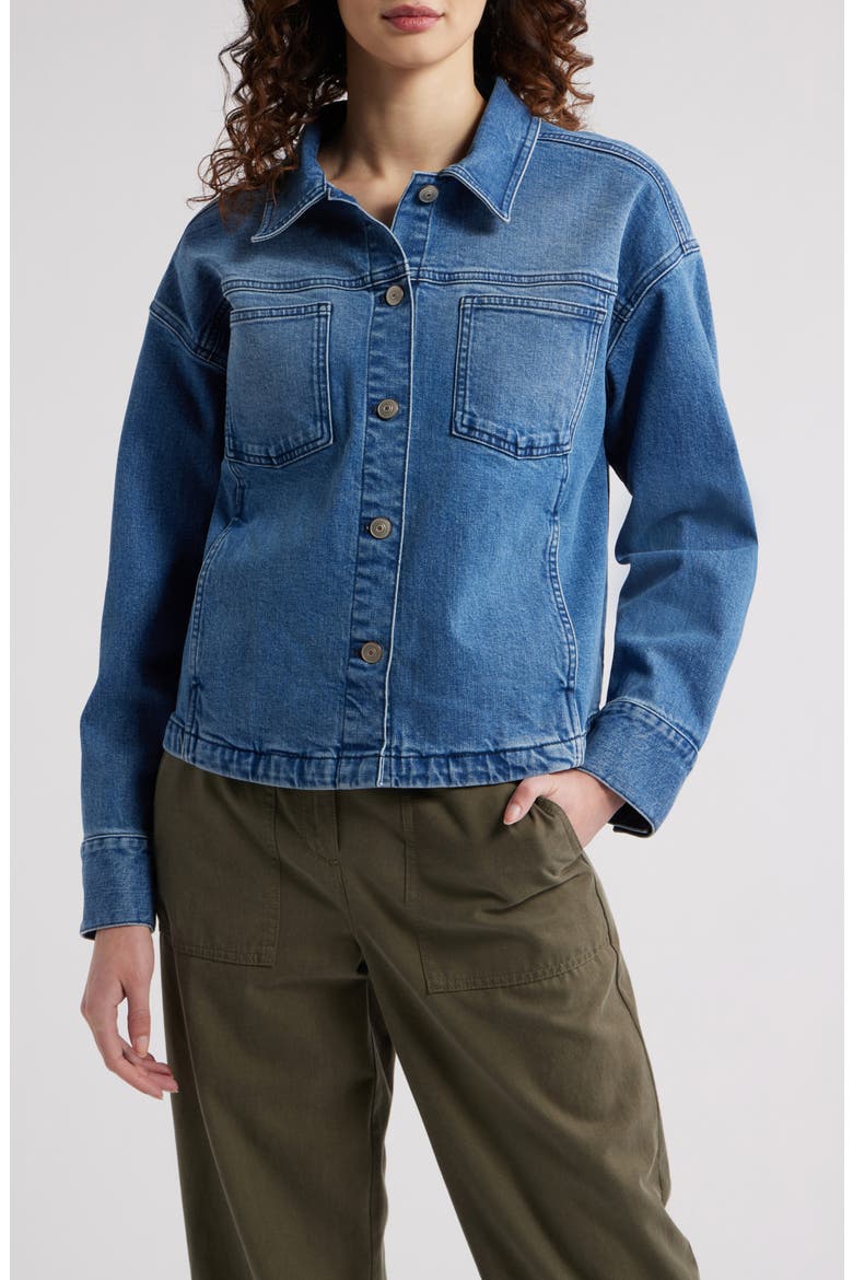 Back Pleat Denim Jacket, Alternate, color, MEDIUM WASH