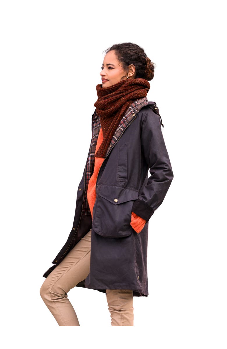 Celtic & Co. Wax Cotton Overcoat, Main, color, Dark Brown