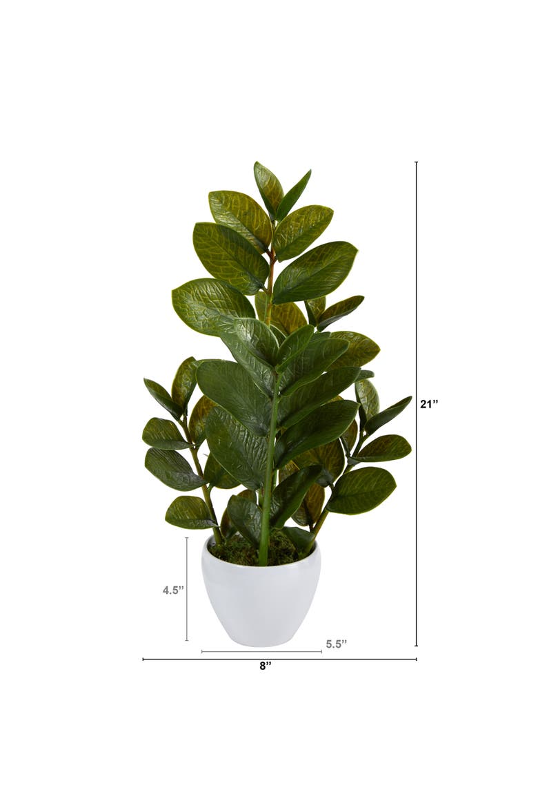 22-in Zamioculcas Artificial Plant in White Planter, Alternate, color, Green