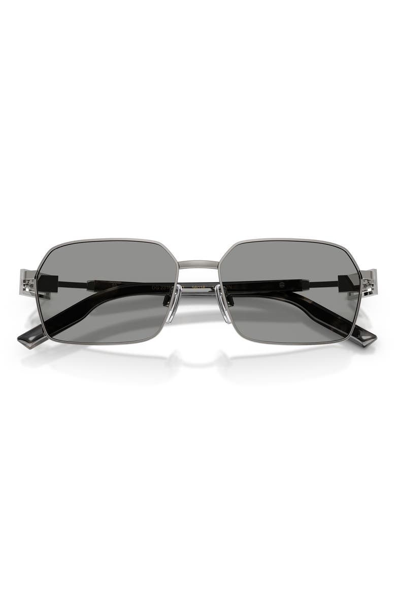 Dolce&Gabbana 56mm Rectangular Sunglasses, Alternate, color, Gunmetal