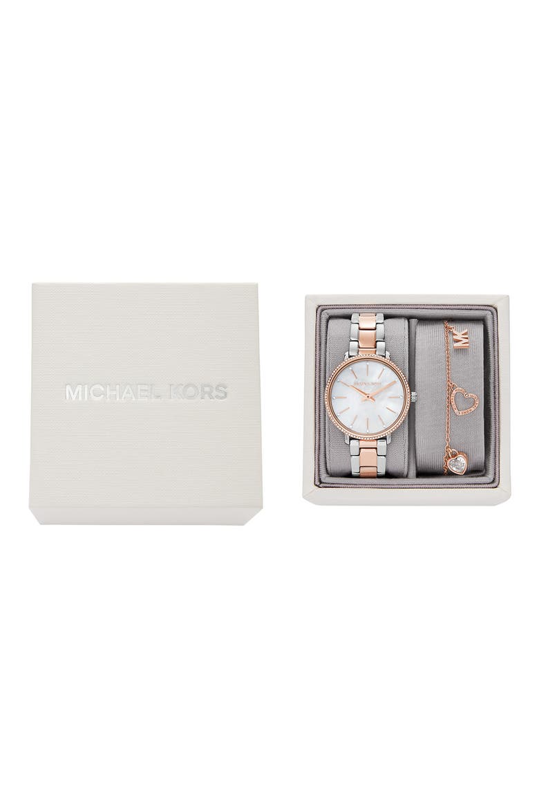 Mini Pyper Bracelet Watch & Bracelet Set, 32mm, Alternate, color, TWO-TONE ROSE/ SILVER