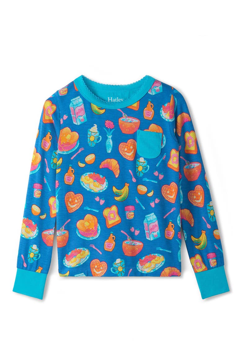 Kids' Breakfast Fitted Two-Piece Pajamas, Alternate, color, STAR SAPPHIRE