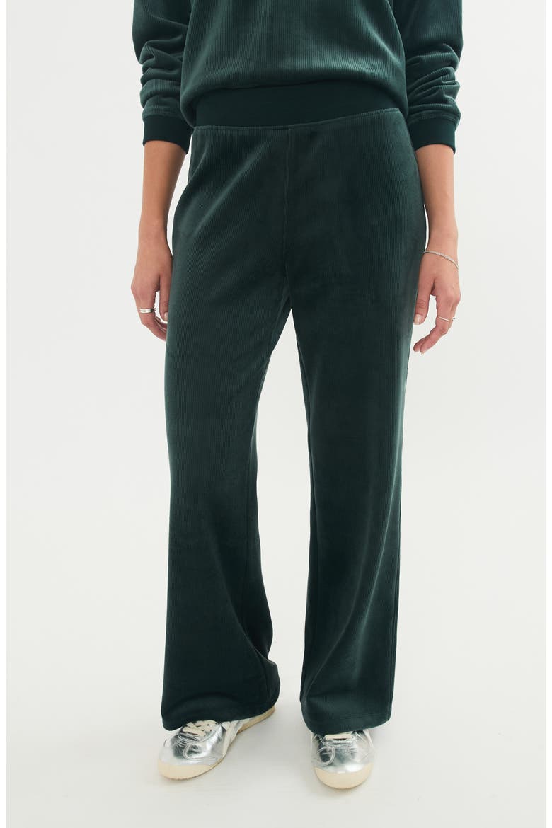 Cord Velour Flare Pants, Alternate, color, GREEN