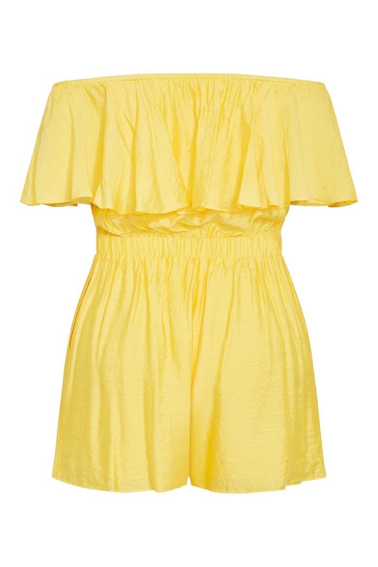 Serene Ruffl Off-the-Shoulder Romper, Alternate, color, SUNSHINE