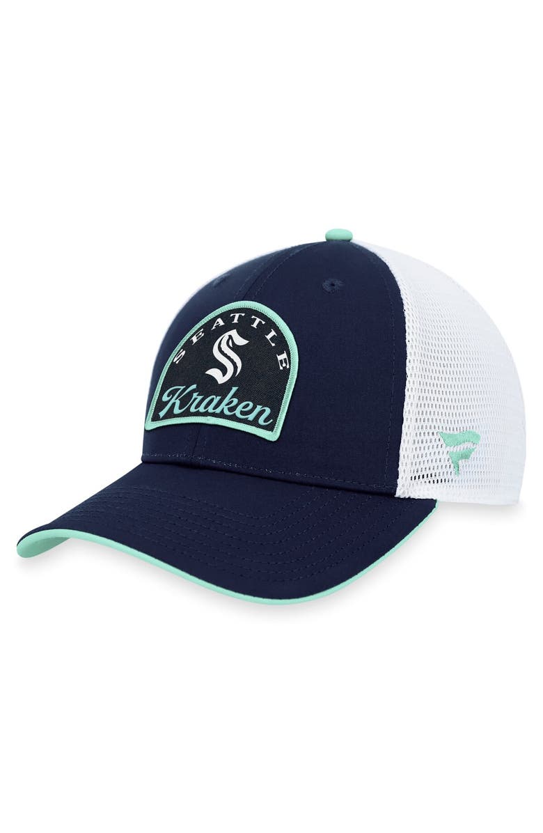 FANATICS Men's Fanatics Branded Deep Sea Blue/White Seattle Kraken Fundamental Adjustable Hat, Main, color, Navy