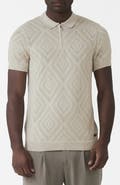 MAUVAIS Chalbi Slim Fit Knit Pointelle Zip Polo