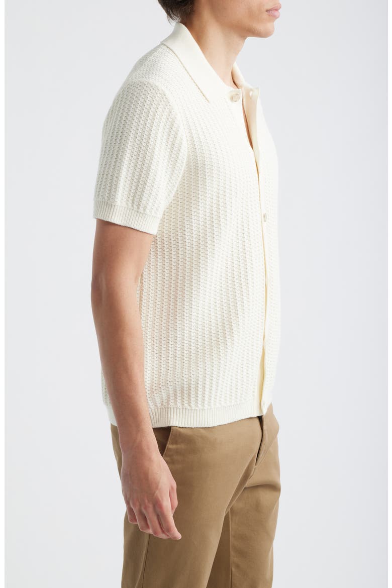 Short Sleeve Cashmere & Cotton Cardigan, Alternate, color, BLANCO
