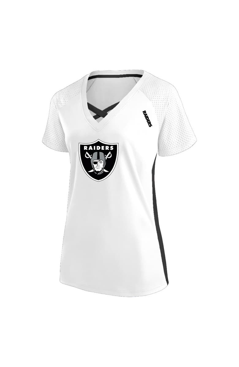 FANATICS Women's Fanatics  White Las Vegas Raiders Plus Size Glitter Lace-Up V- Neck T-Shirt, Alternate, color, White