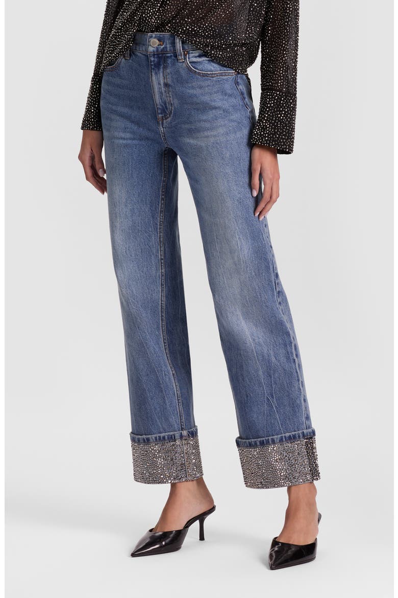 Chic Embellished Cuffed Ankle Jeans, Alternate, color, BROOKLYN BLUE