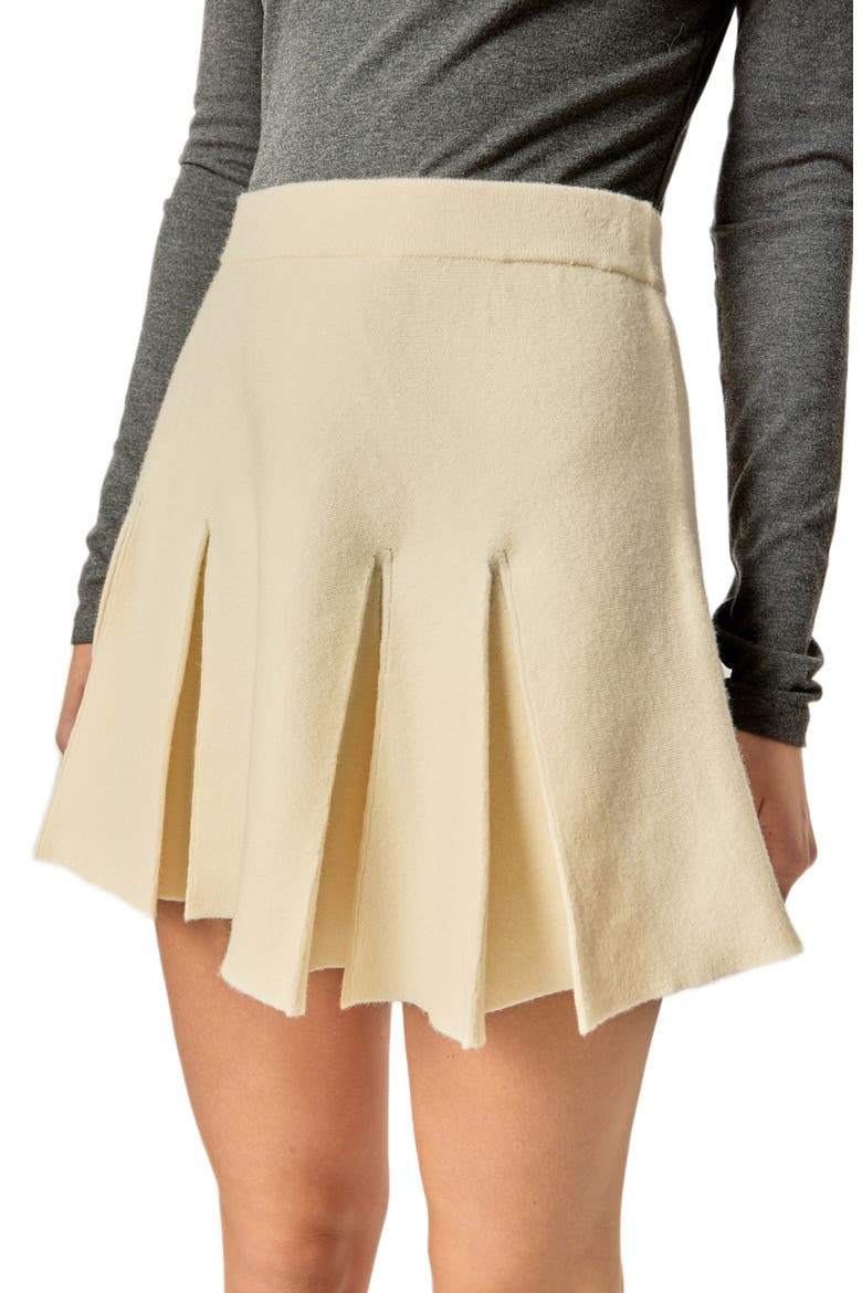 Pleated Knit Miniskirt, Alternate, color, IVORY