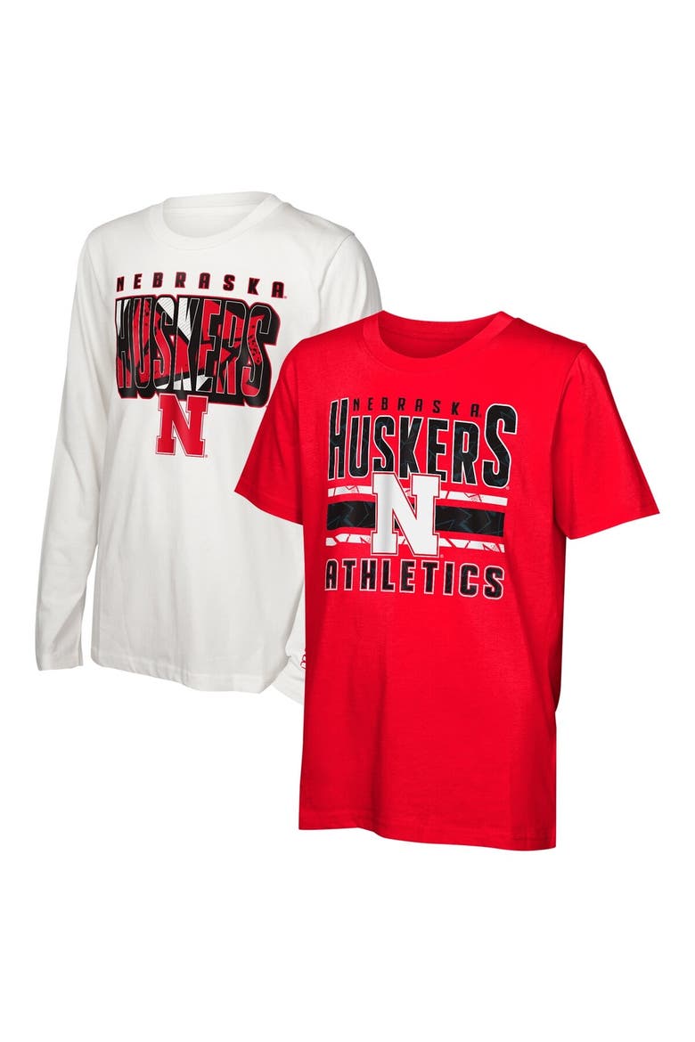 Youth Nebraska Huskers In the Mix T-Shirt Combo Set, Main, color, Scarlet