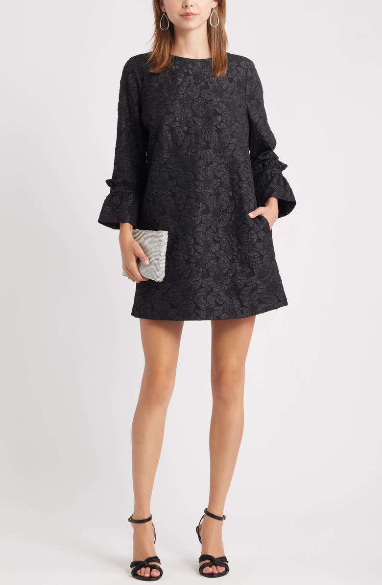 Chelsea28 Floral Jacquard Shift Minidress, Alternate, color, Black
