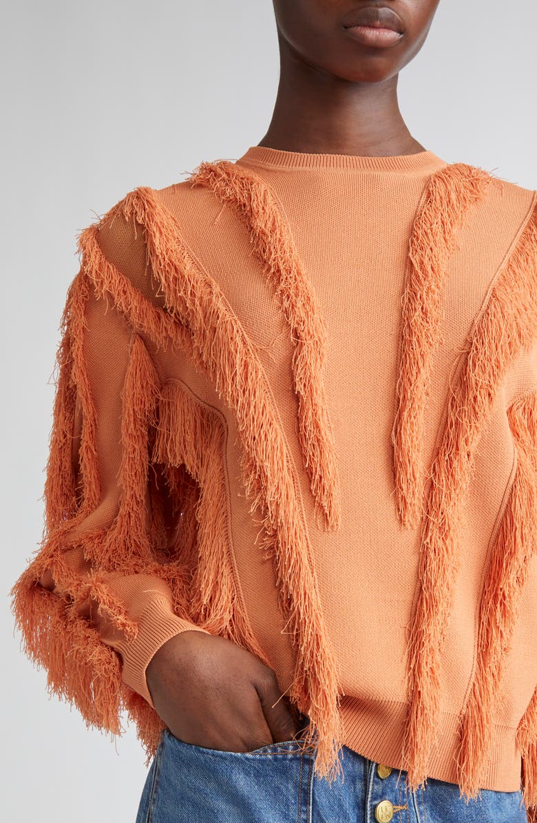 Ulla Johnson Aubree Fringed Sweater, Alternate, color, Tulip