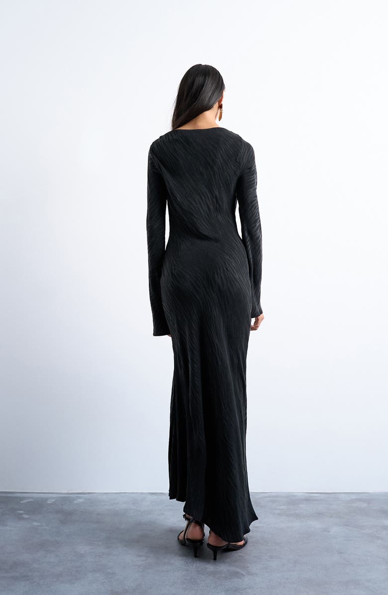 Topshop Zebra Stripe Long Sleeve Maxi Dress, Alternate, color, Black