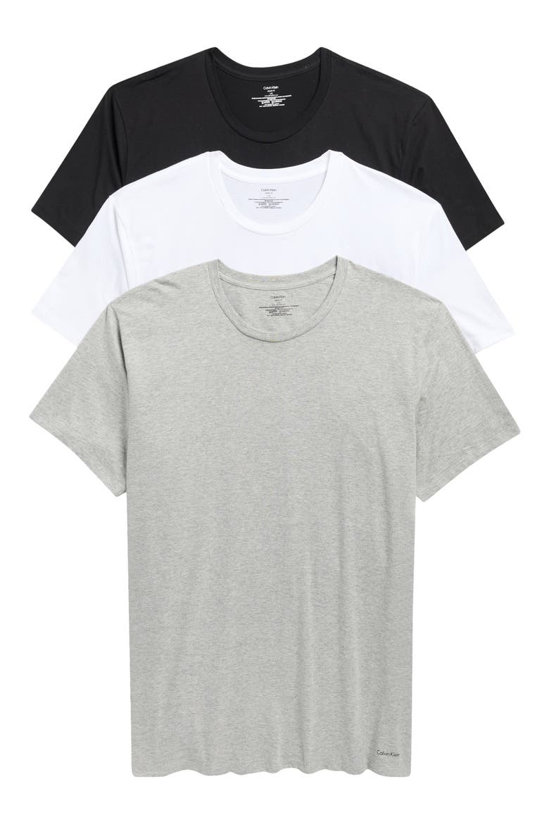 3-Pack Cotton Crewneck Undershirts, Main, color, BLACK / WHITE / GREY HEATHER