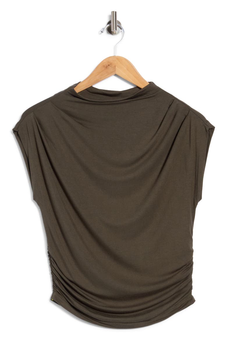 Ruched Mock Neck Modal Top, Main, color, OLIVE