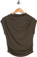 Renee C Ruched Mock Neck Modal Top