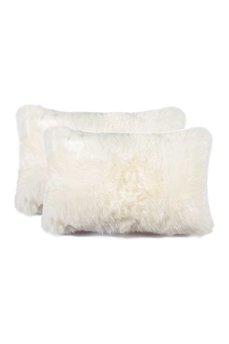 New Zealand 12x20 Genuine Sheepskin Pillow - Set of 2 - Natural, Main, color, NATURAL