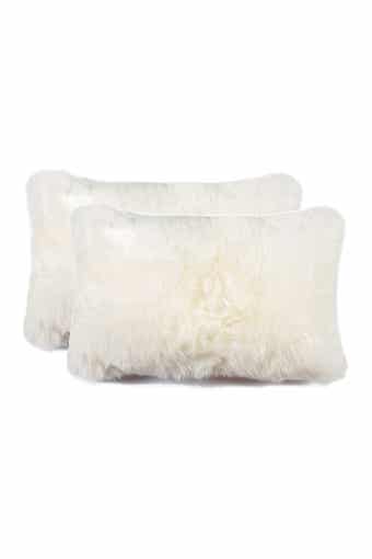 NATURAL New Zealand 12x20 Genuine Sheepskin Pillow - Set of 2 - Natural