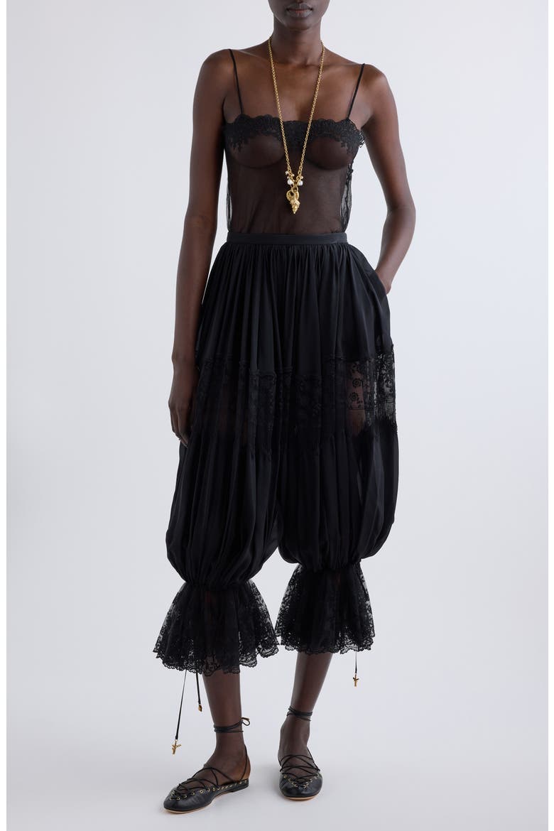 Lace Trim Sheer Fitted Tank, Alternate, color, BLACK