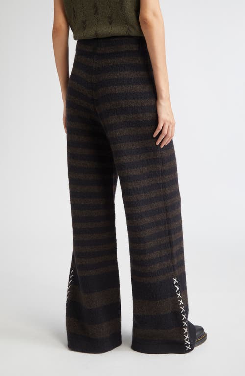 Yanyan Softi Oversize Stripe Wool Blend Pants In Brown