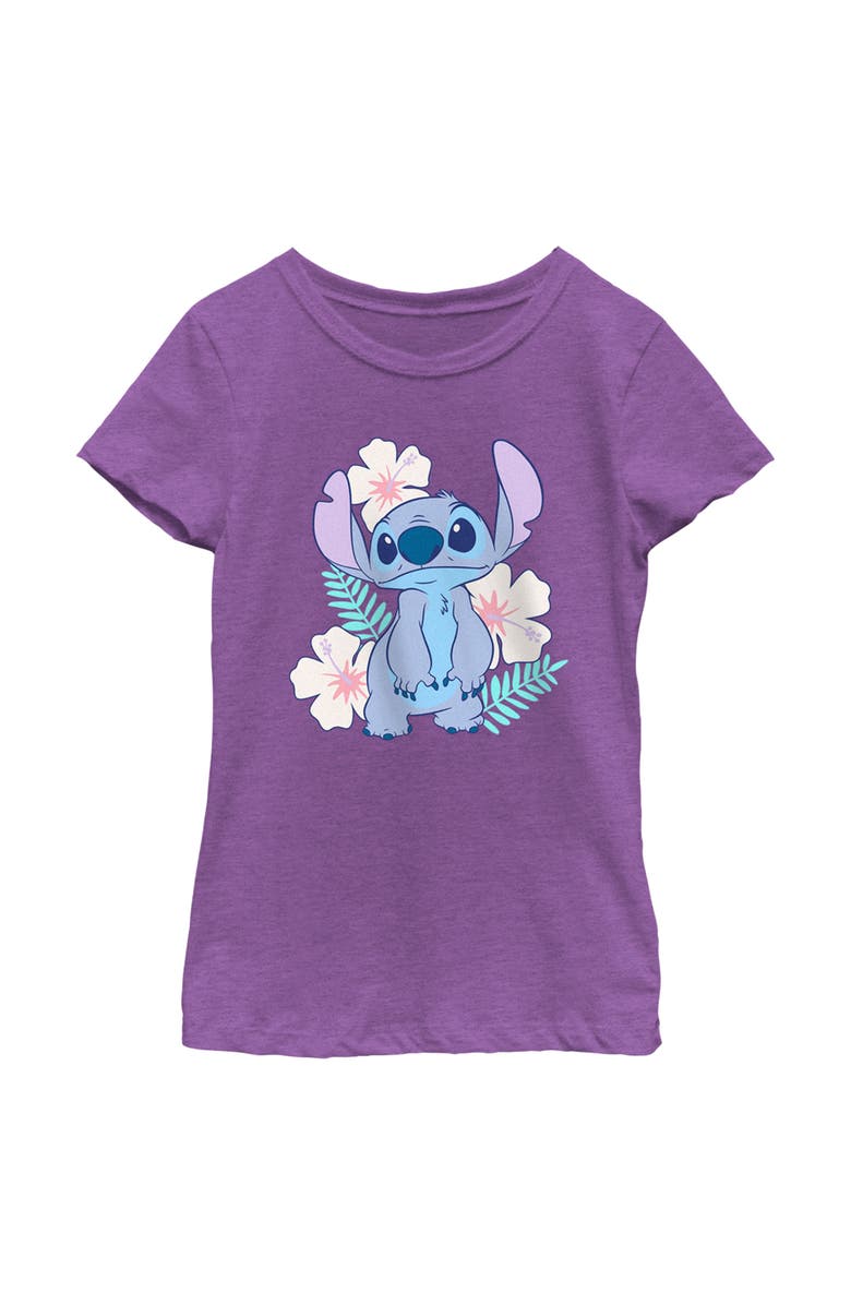 Lilo & Stitch Girl's Lilo & Stitch Floral Stitch  Graphic T-Shirt, Main, color, Purple Berry