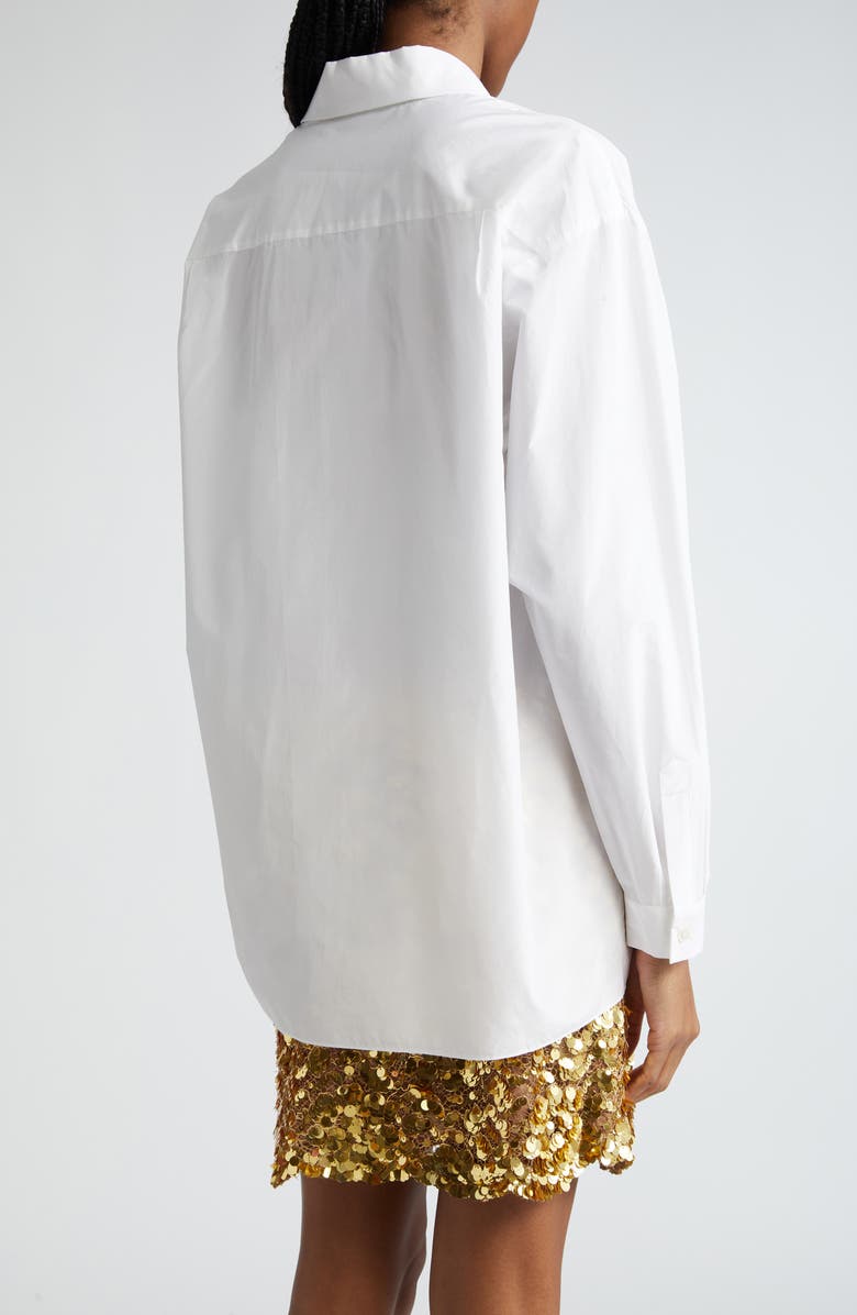 Michael Kors Collection Oversize Silk & Cotton Boyfriend Button-Up Shirt, Alternate, color, 