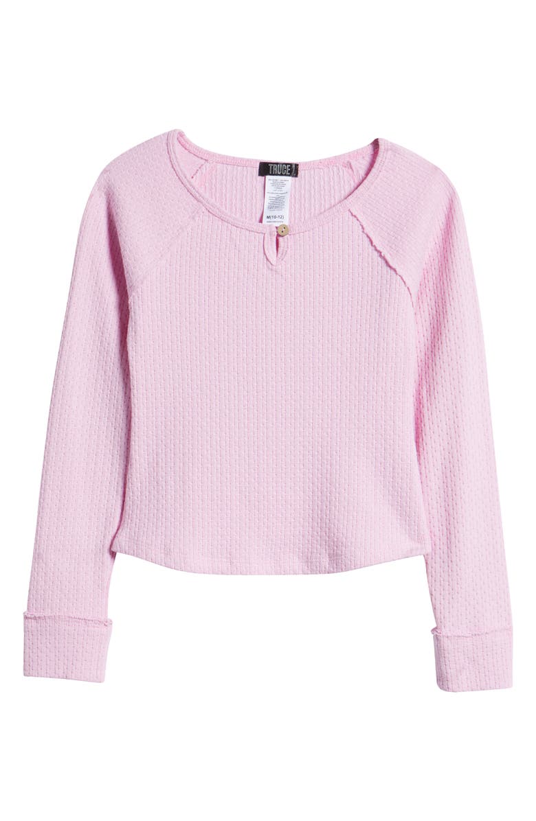 Truce Kids' Waffle Stitch Long Sleeve Top, Main, color, Pink