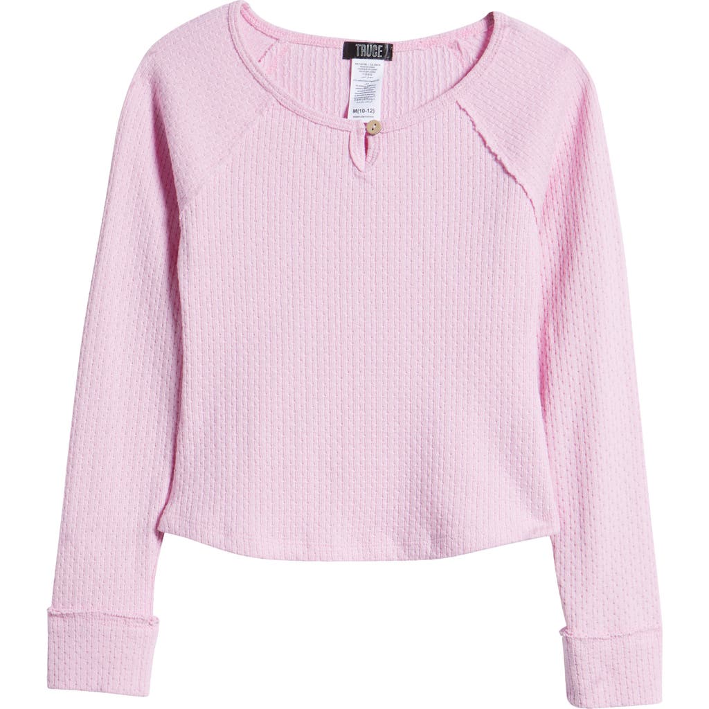 TRUCE TRUCE KIDS' WAFFLE STITCH LONG SLEEVE TOP