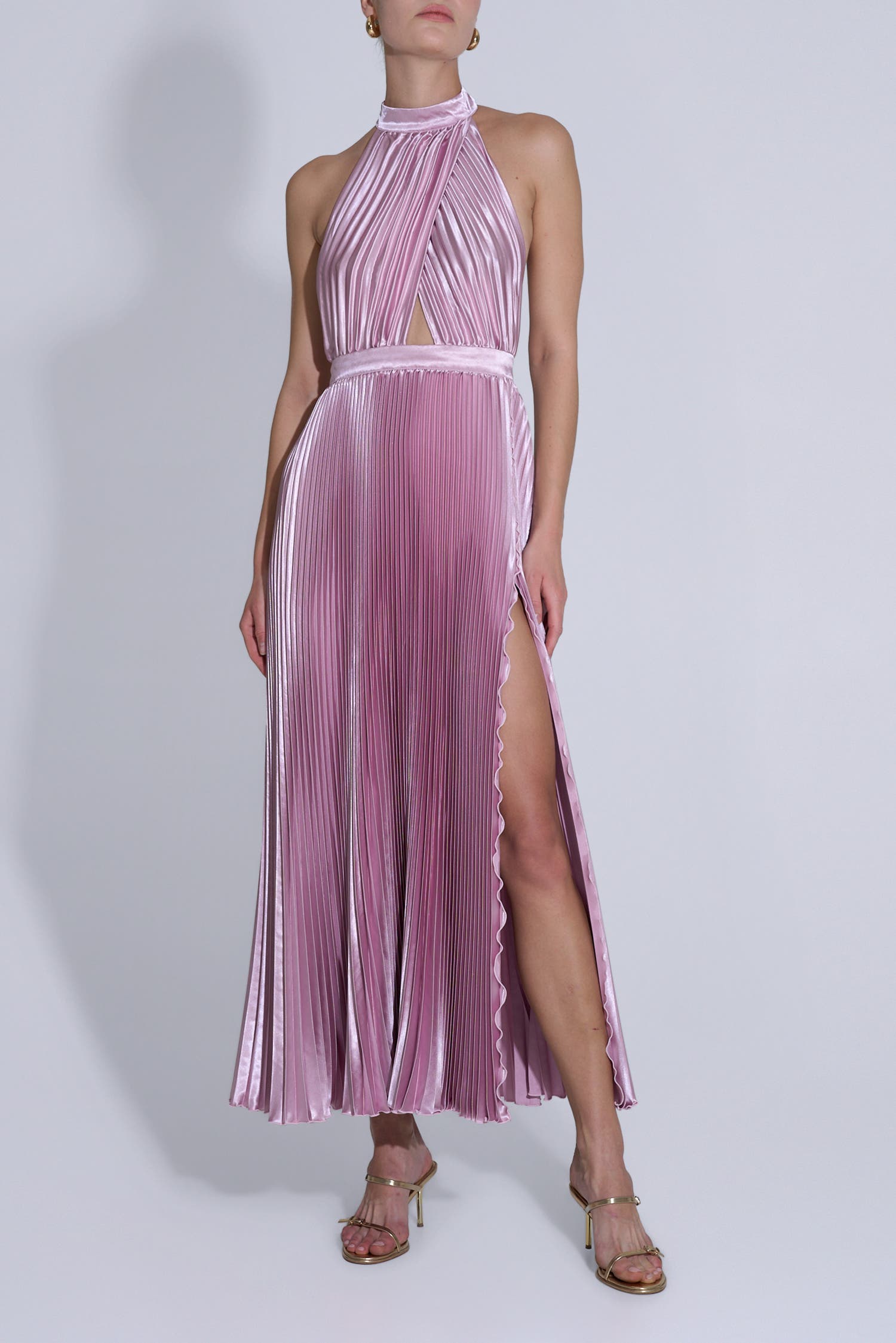 L'IDÉE WOMAN Renaissance Split Gown in Light Pink 